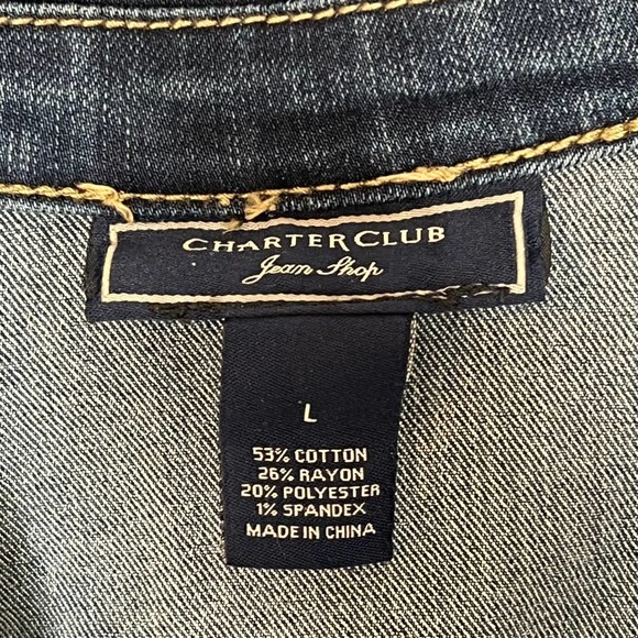 Charter Club Women's Jean Denim Jacket Large - Picture 4 of 6